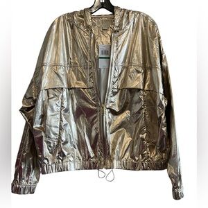 MICHAEL Michael Kors Metallic Oversized Gold Hooded Jacket Size Large
